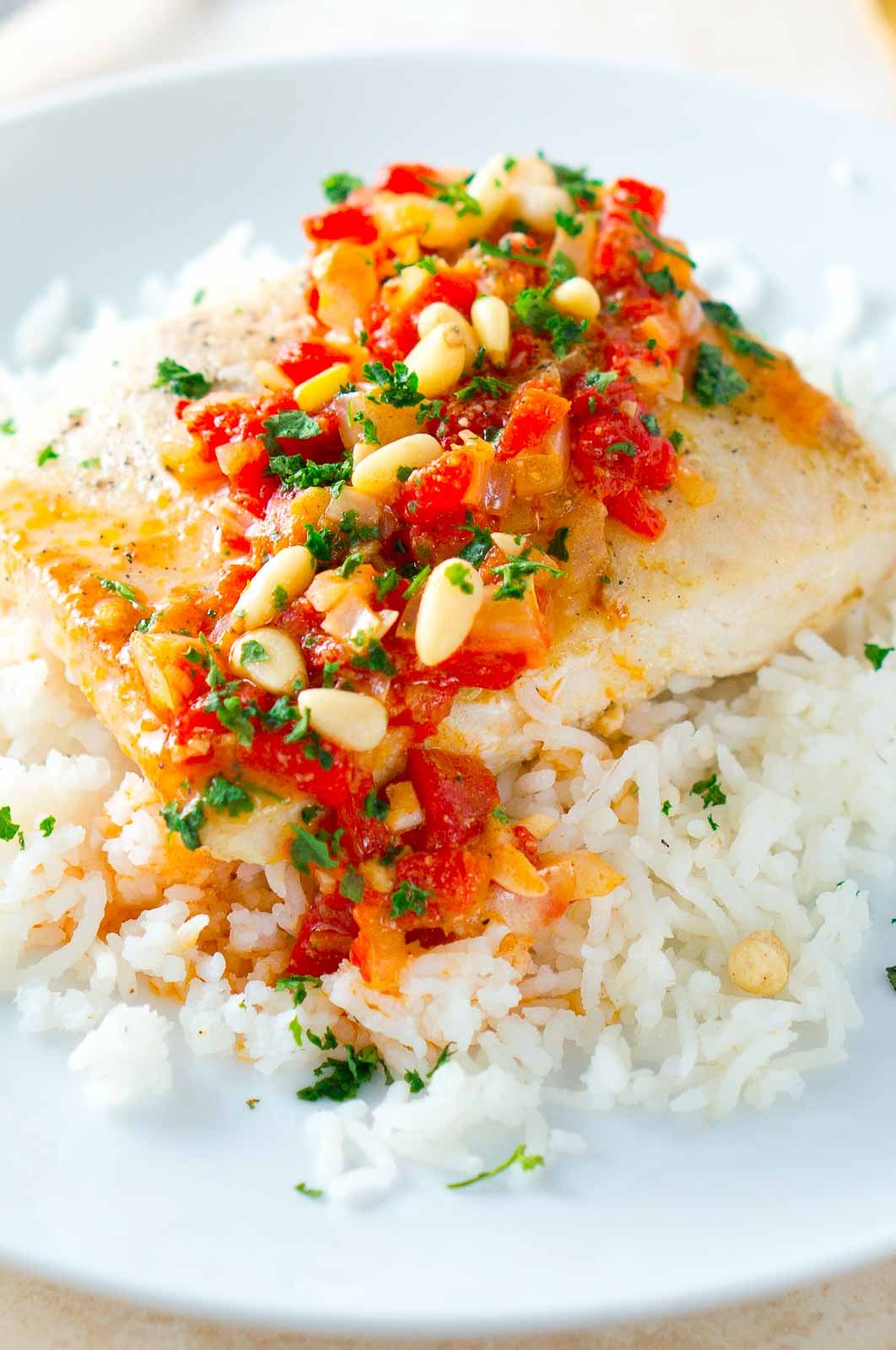 Close up of the sauce served on top of the fish