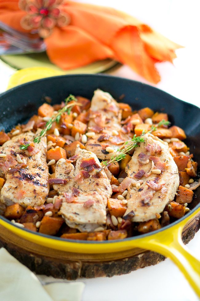 Maple Mustard Chicken and Sweet Potatoes Skillet