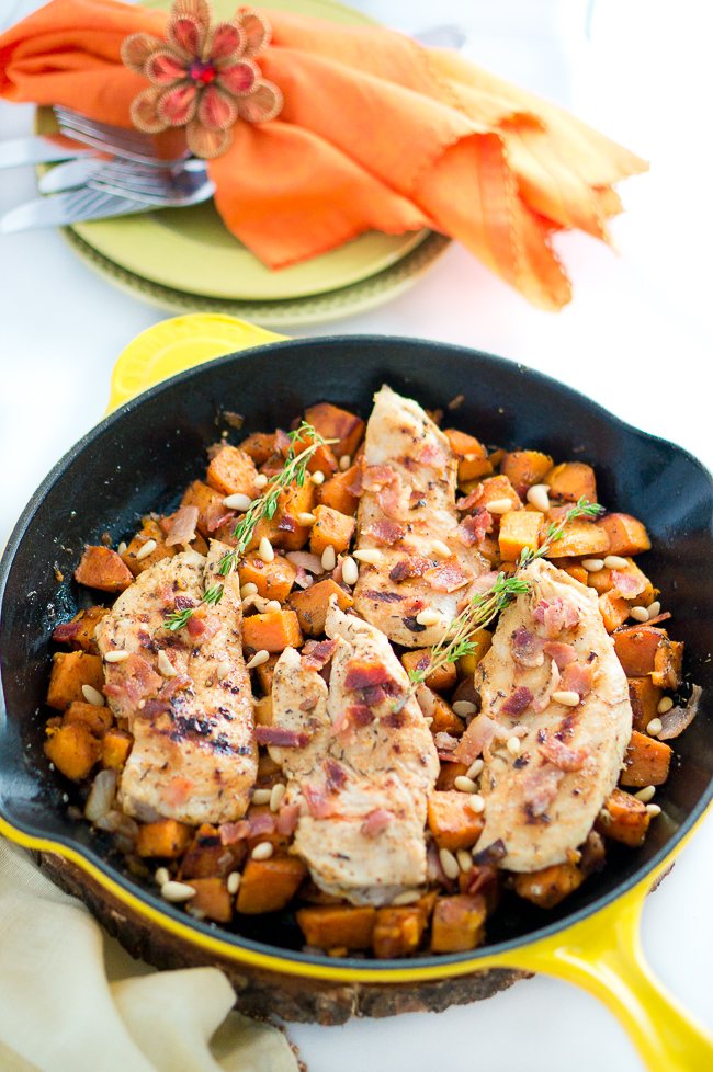 Maple Mustard Chicken and Sweet Potatoes Skillet