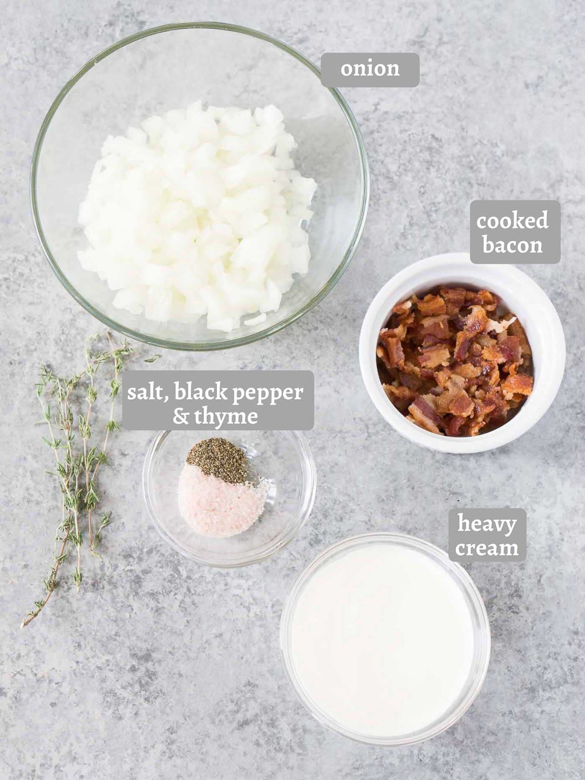 ingredients for mashed sweet potatoes with bacon
