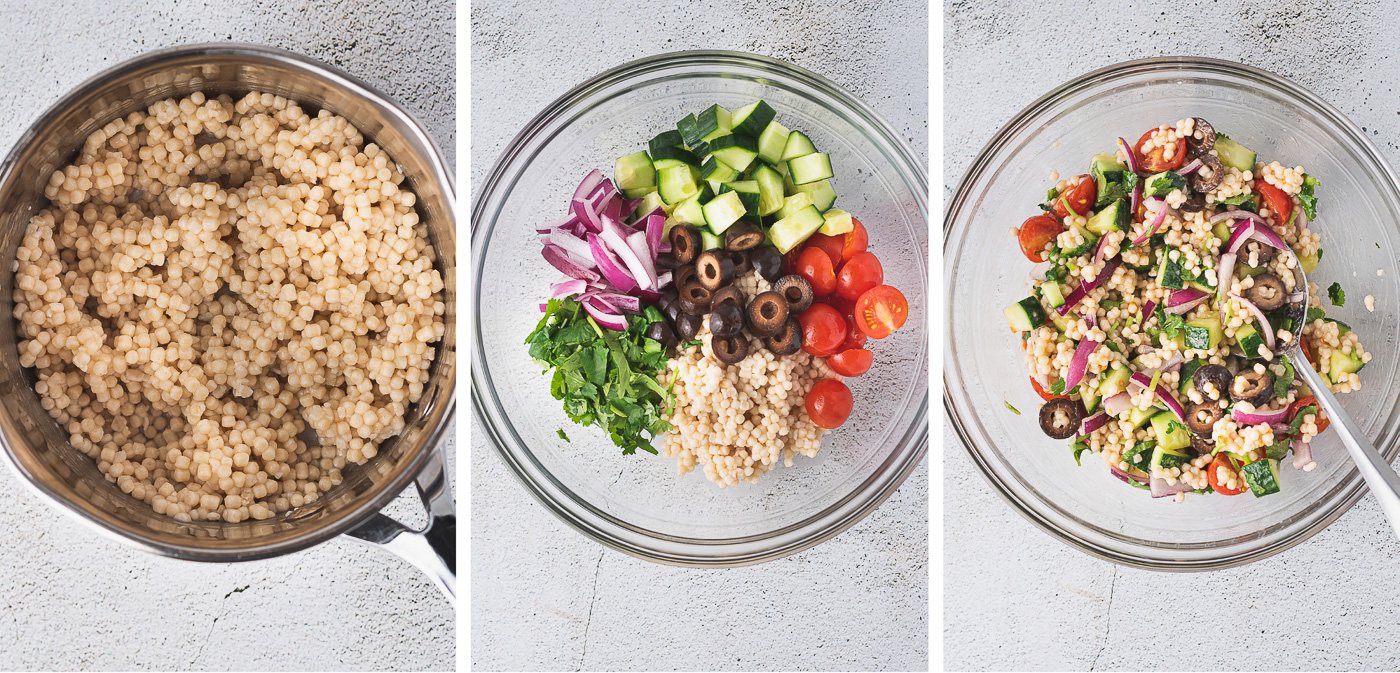 how to make couscous salad - process shots