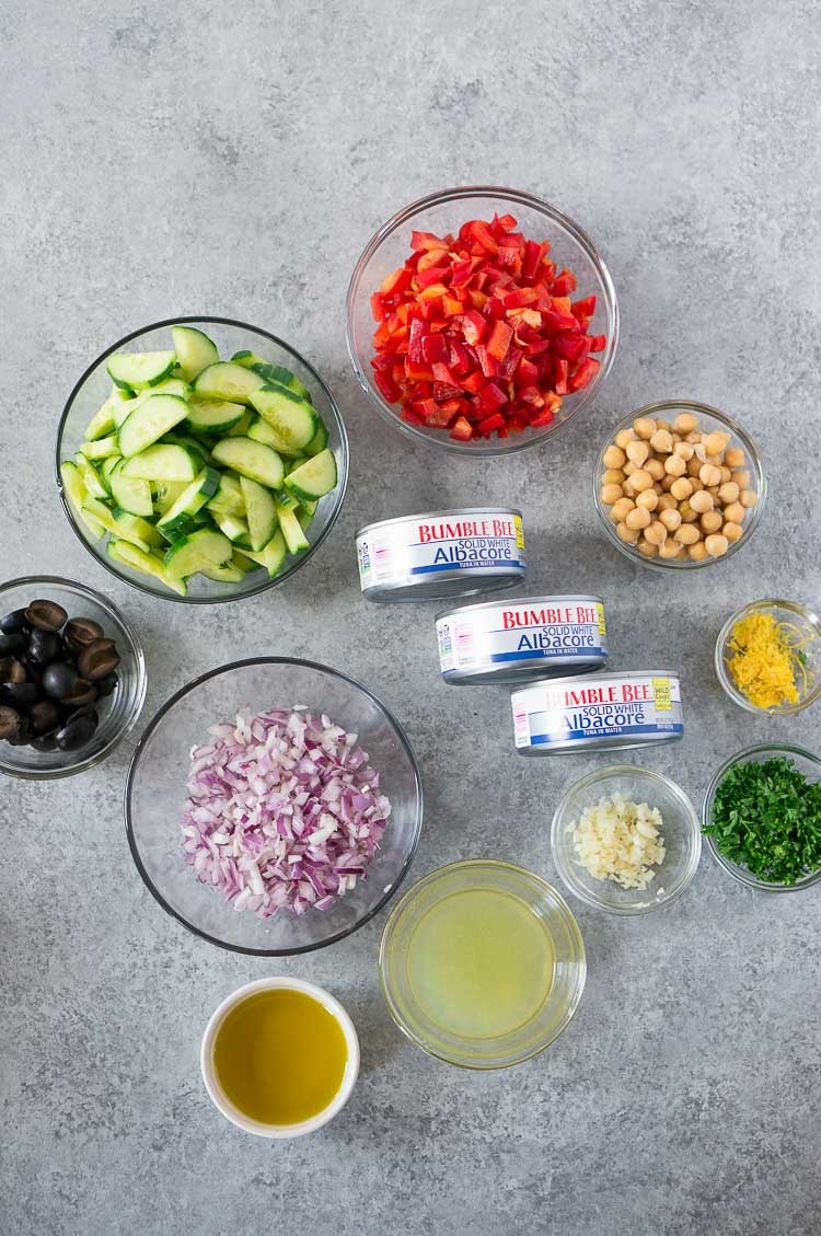 ingredients for mediterranean tuna salad