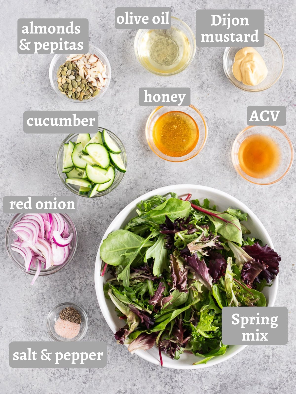 ingredients for simple green side salad