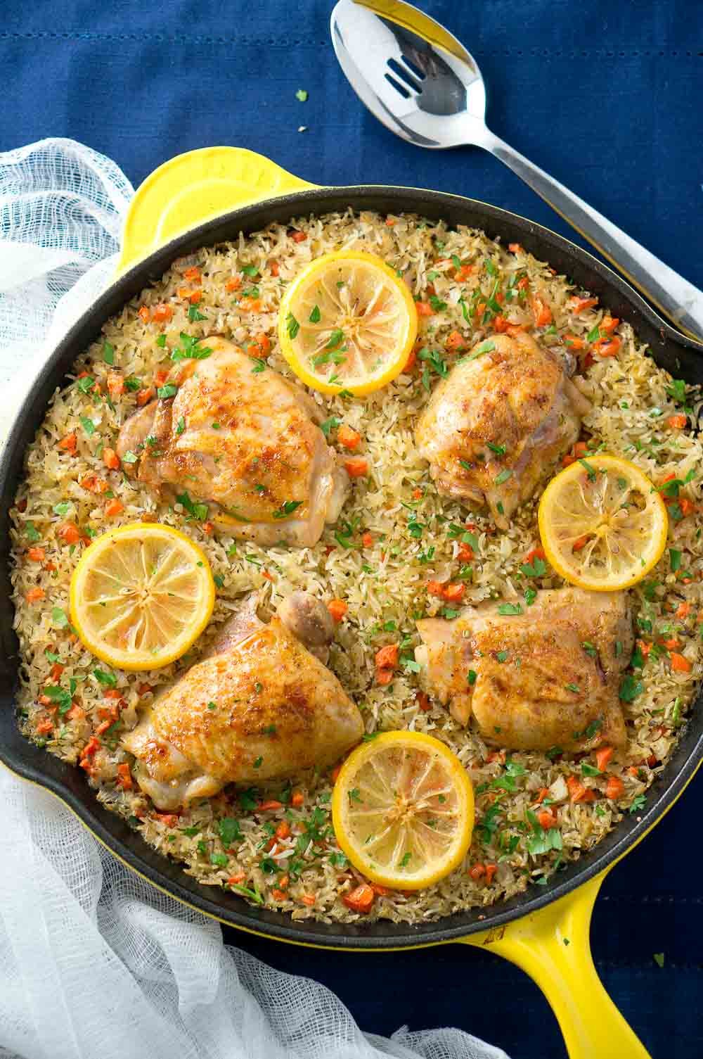 Mediterranean Chicken and Rice Skillet