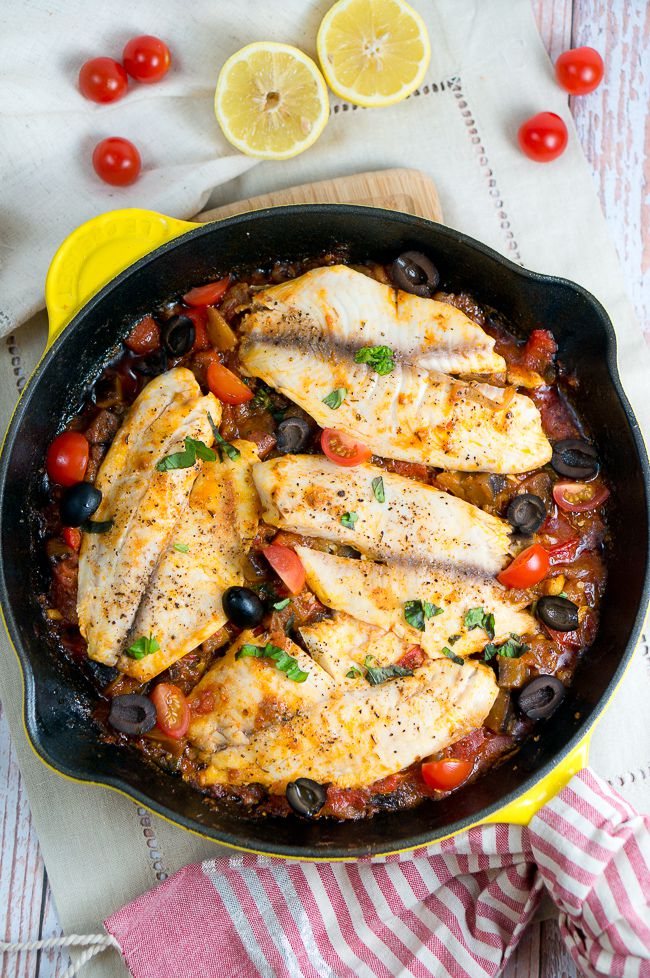 One Skillet Tilapia Caponata