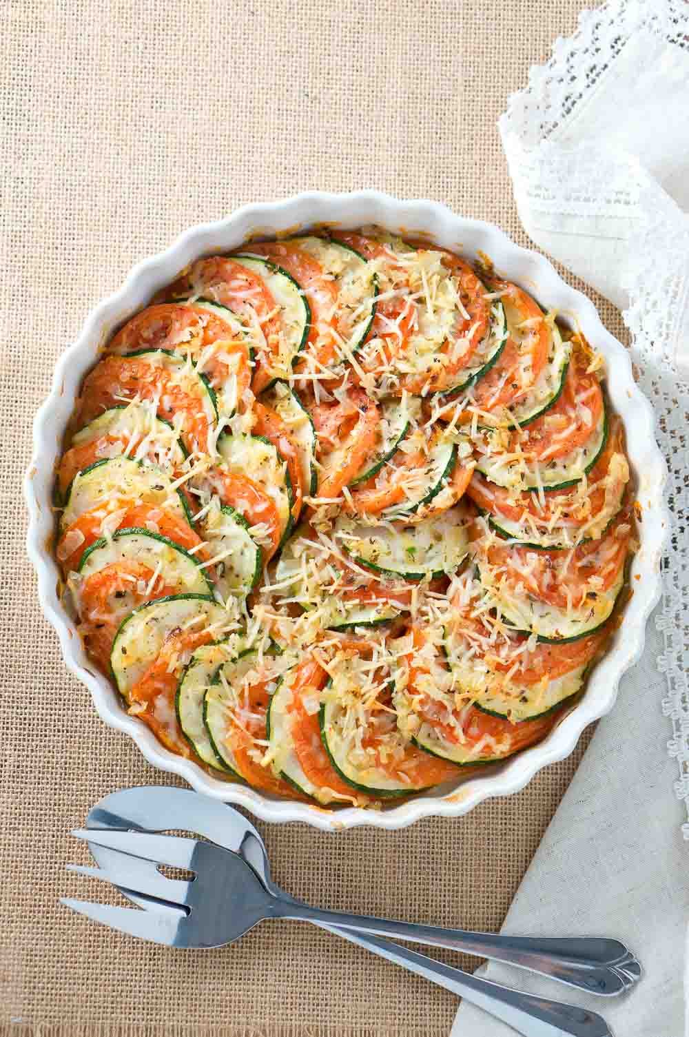 Parmesan Zucchini and Tomato Gratin