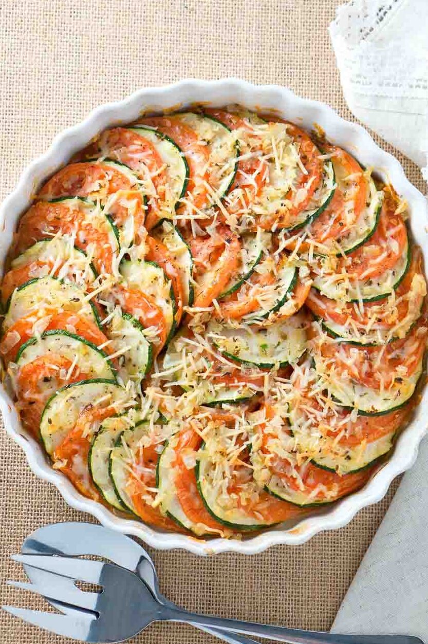 Parmesan Zucchini and Tomato Gratin