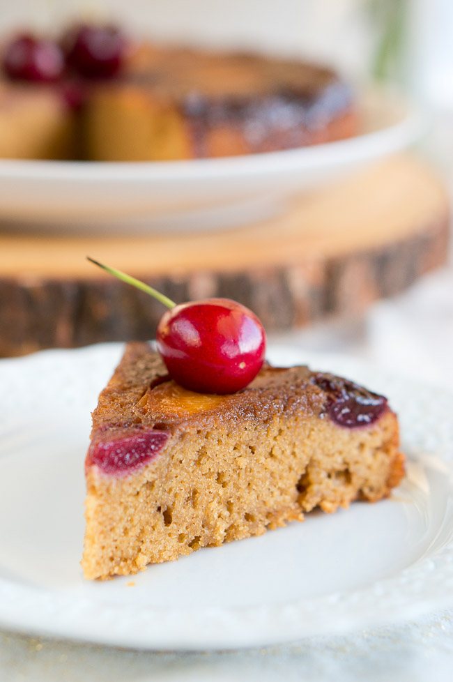 Peach Cherry Upside Down Cake | uhuvu.com