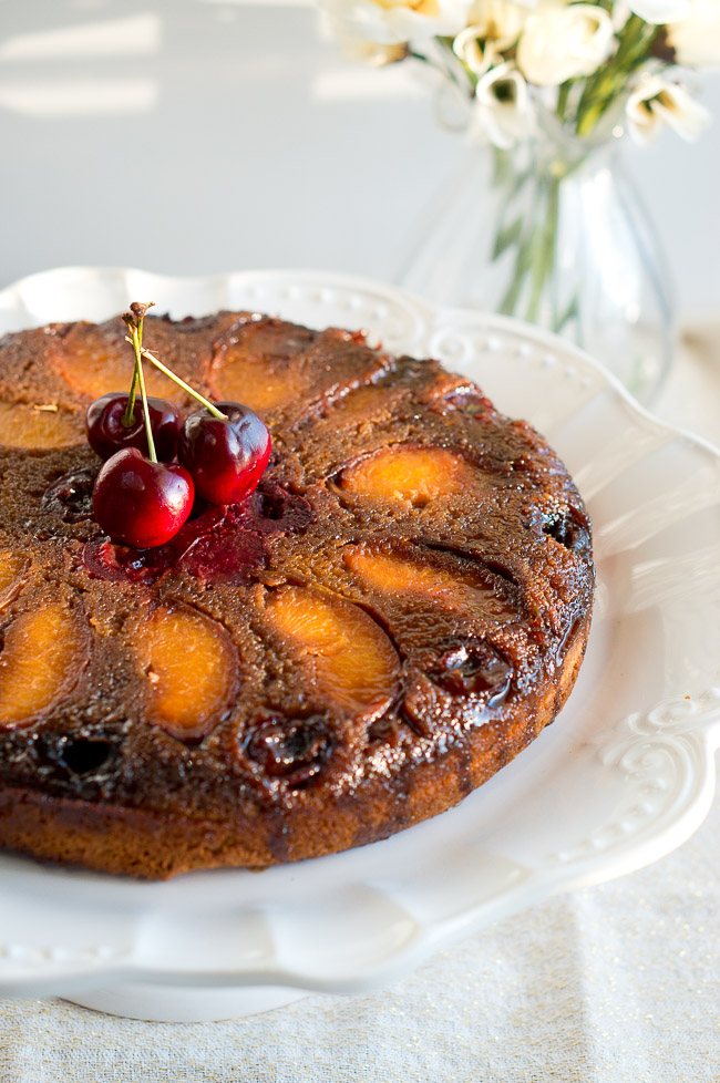 Peach Cherry Upside Down Cake