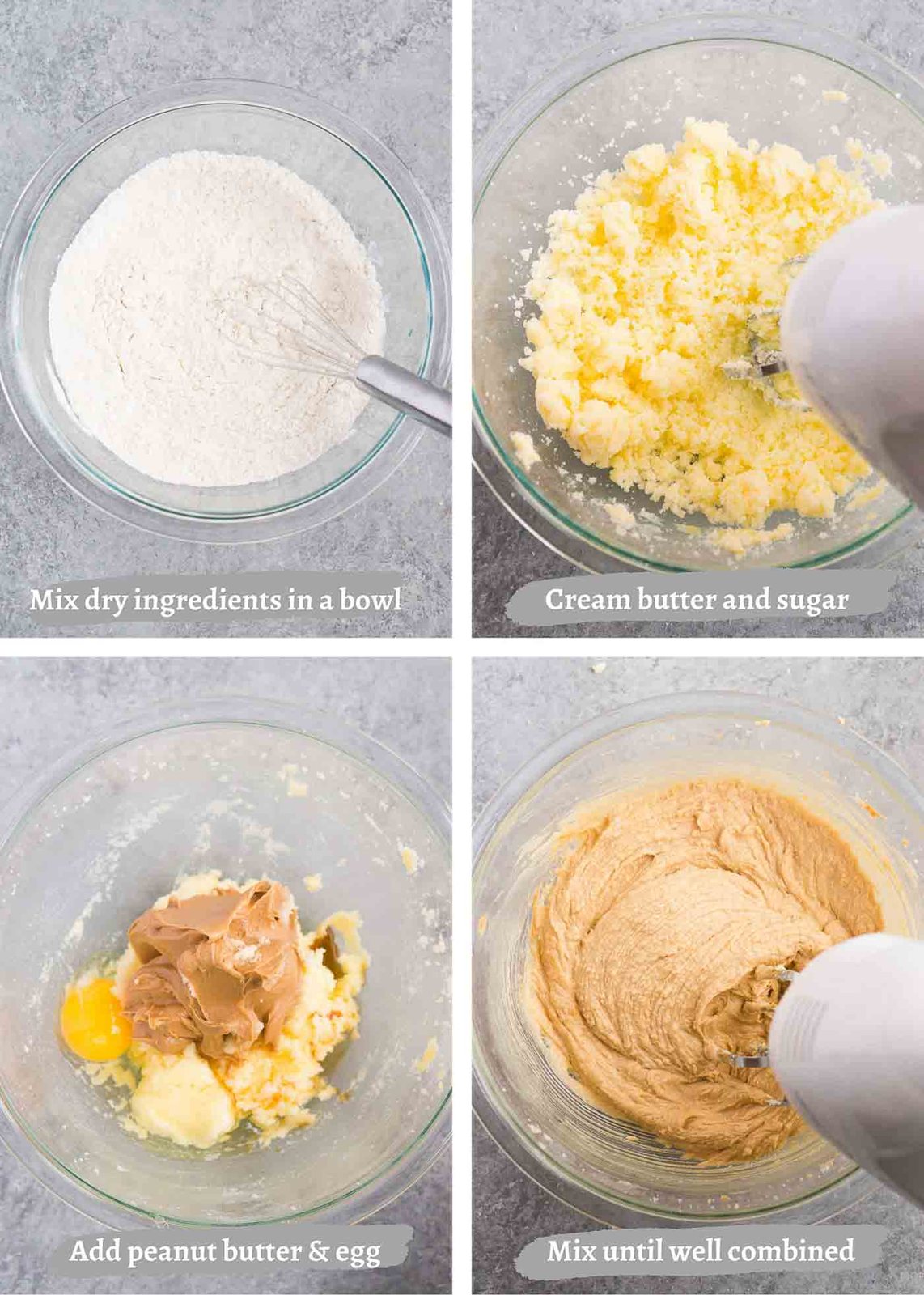 process images of making peanut butter cookies