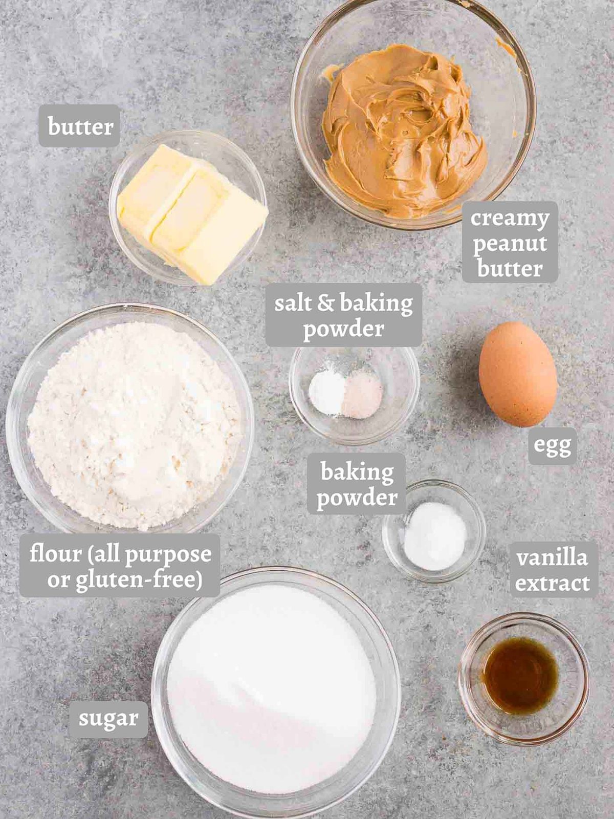 ingredients for peanut butter cookies