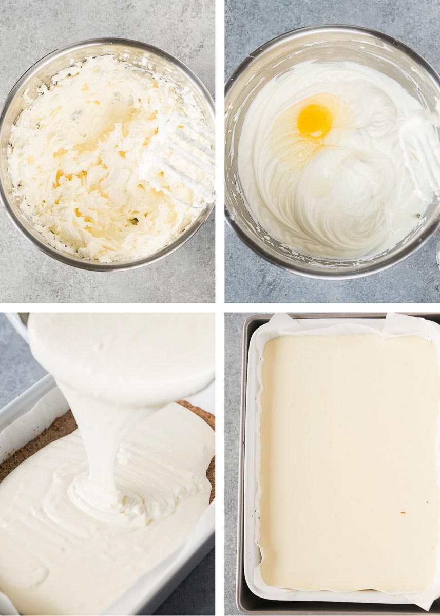 making the cheesecake filling