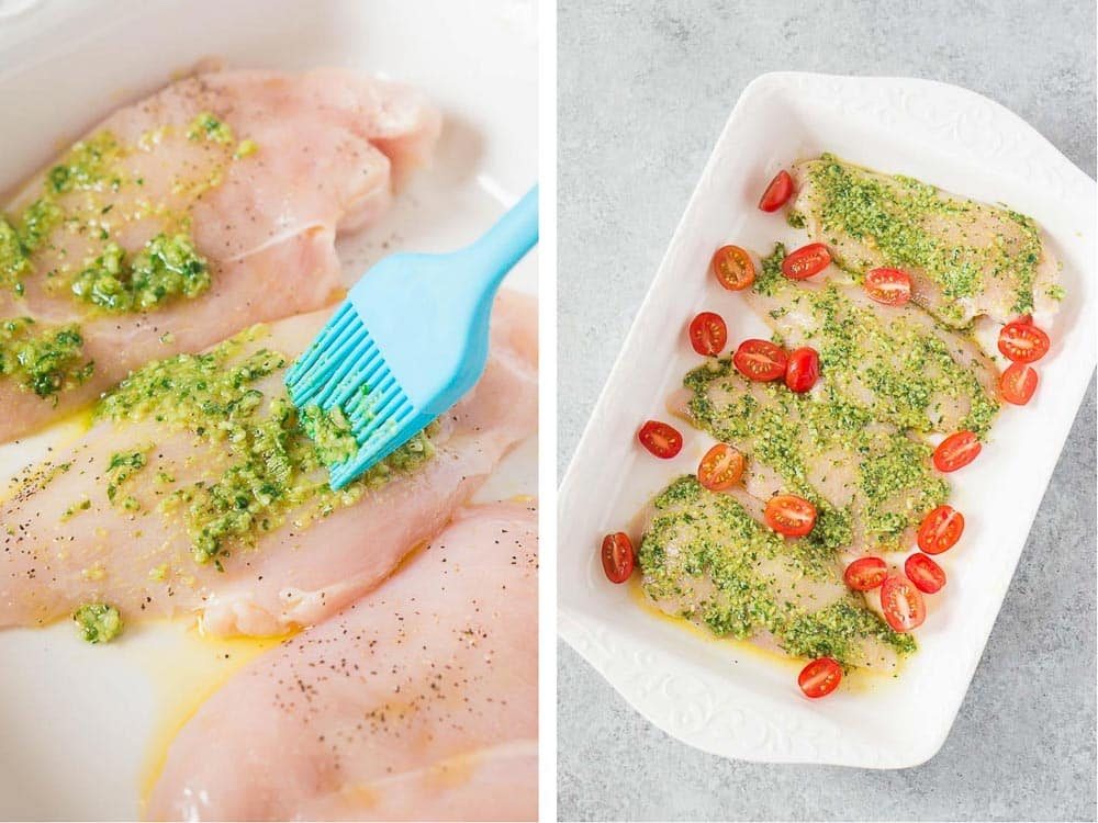 pesto chicken recipe - process shots