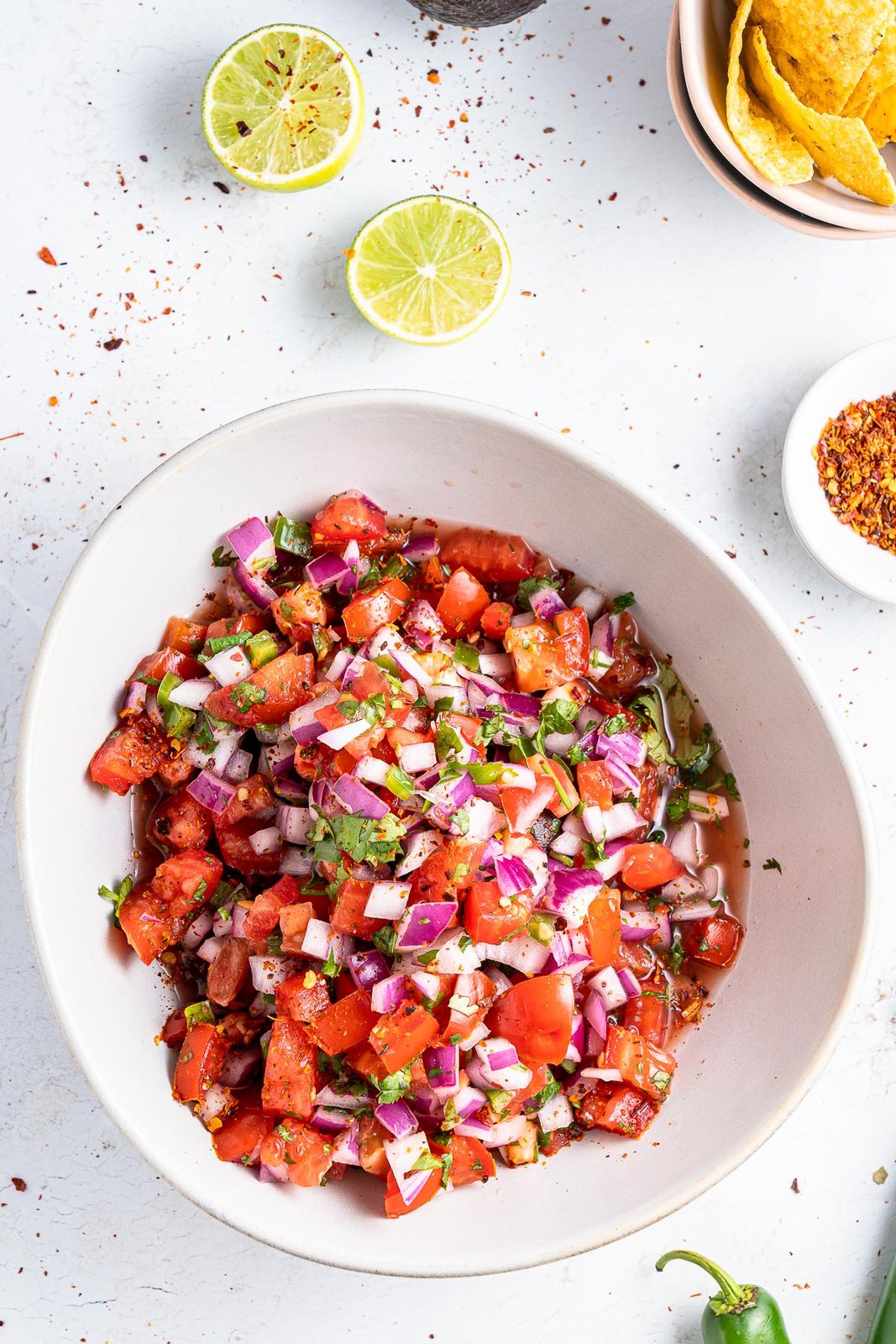 pico de gallo in a white bowl