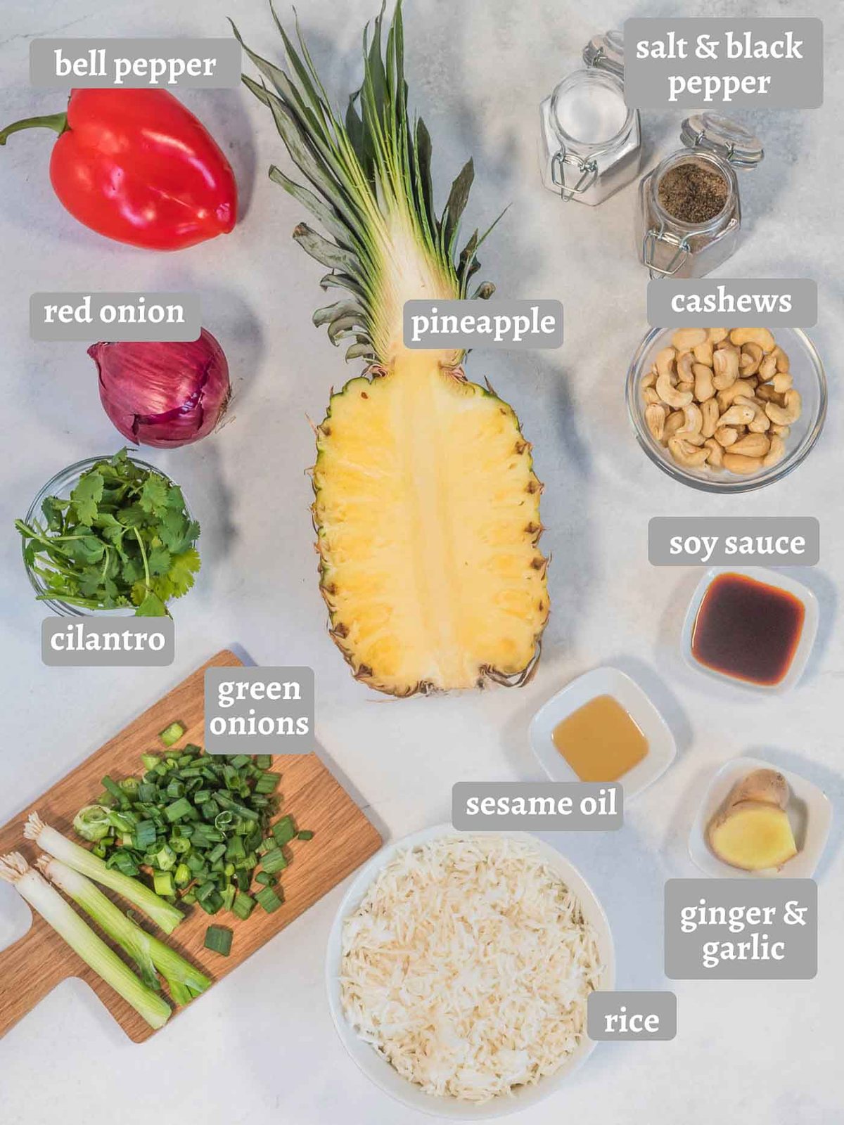 ingredients for pineapple fried rice