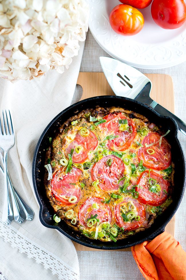 Potato Ham Tomato Frittata | uhuvu.com