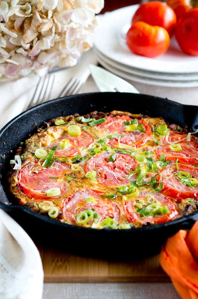 Potato Ham Tomato Frittata | uhuvu.com