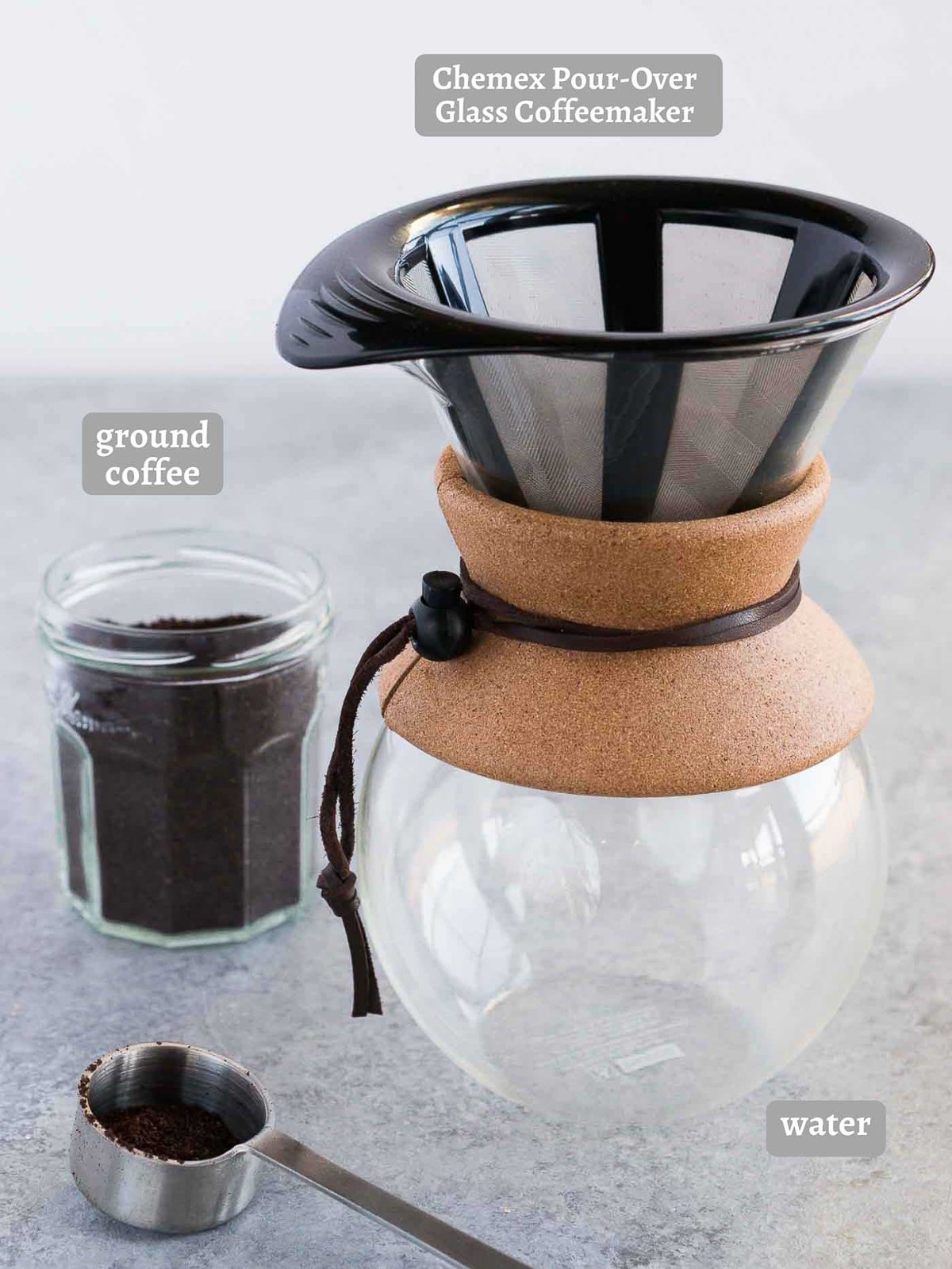coffee and chemex on a board