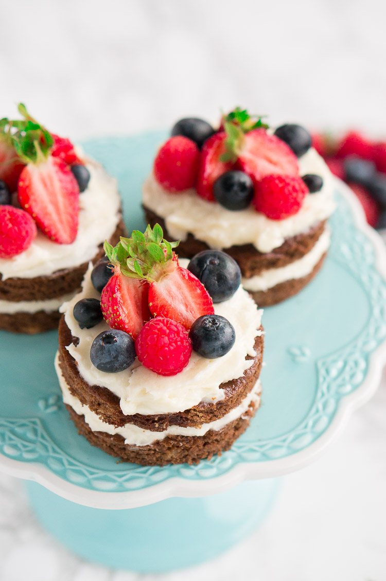Patriotic Red White and Blue Mini Cakes
