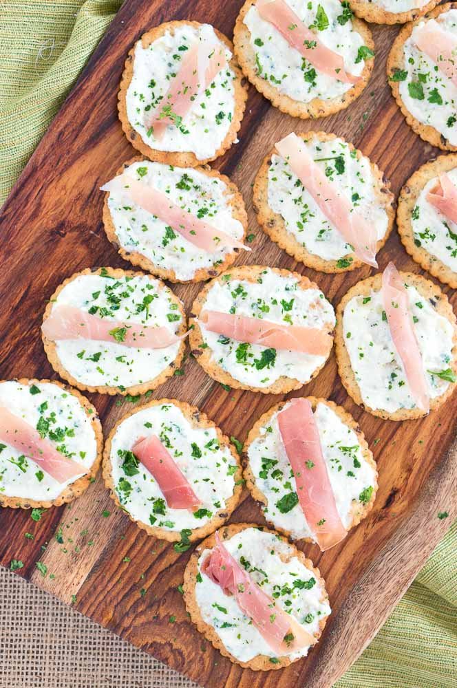 Ricotta and Prosciutto Cracker Appetizers