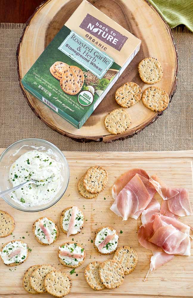 Ricotta and Prosciutto Cracker Appetizers