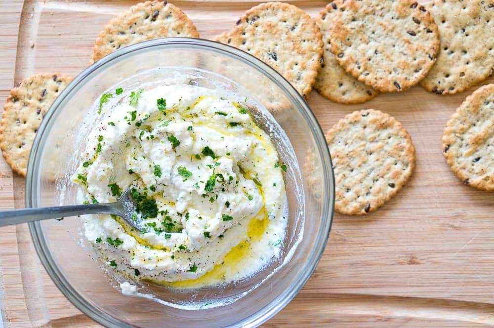 Ricotta and Prosciutto Cracker Appetizers