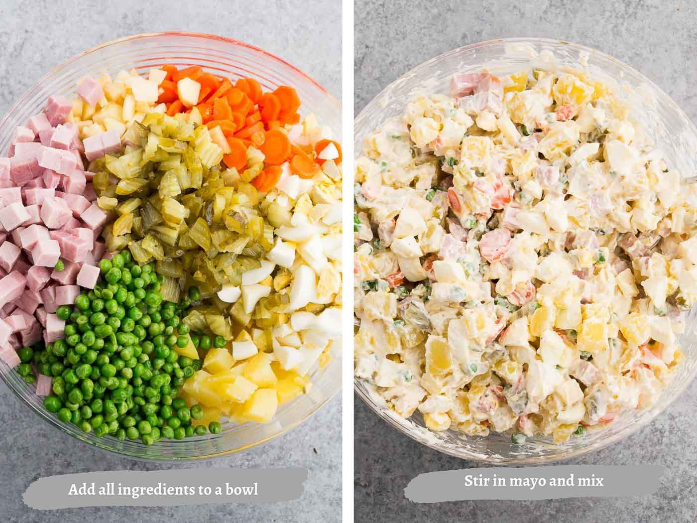 step by step pictures for olivier salad