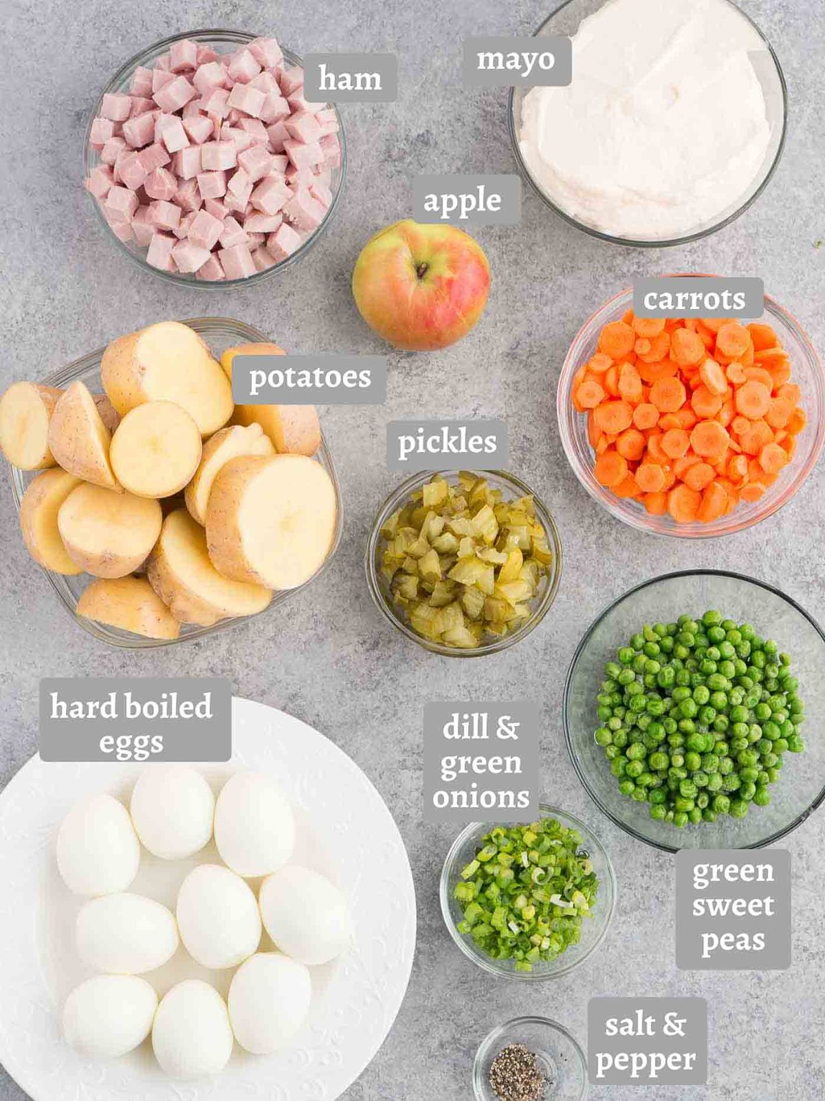 ingredients for making russian potato salad