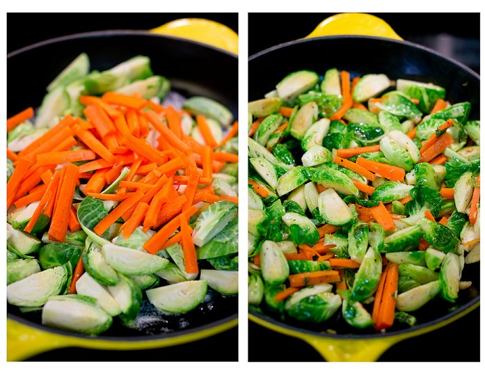 sauteed brussels sprouts and carrots