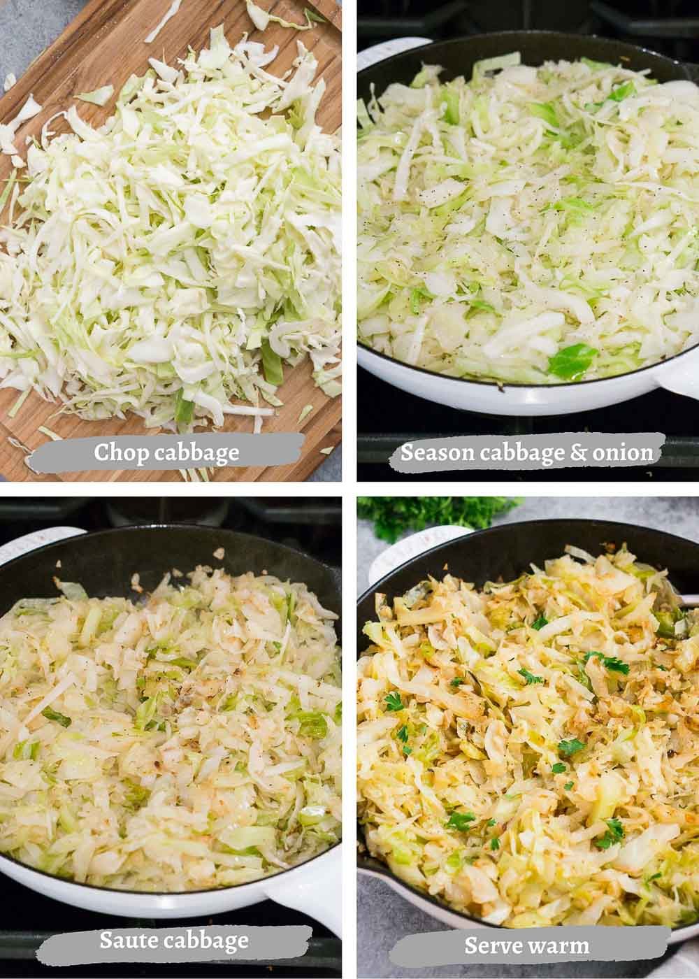 how to make sauteed cabbage on the cooktop - process shots