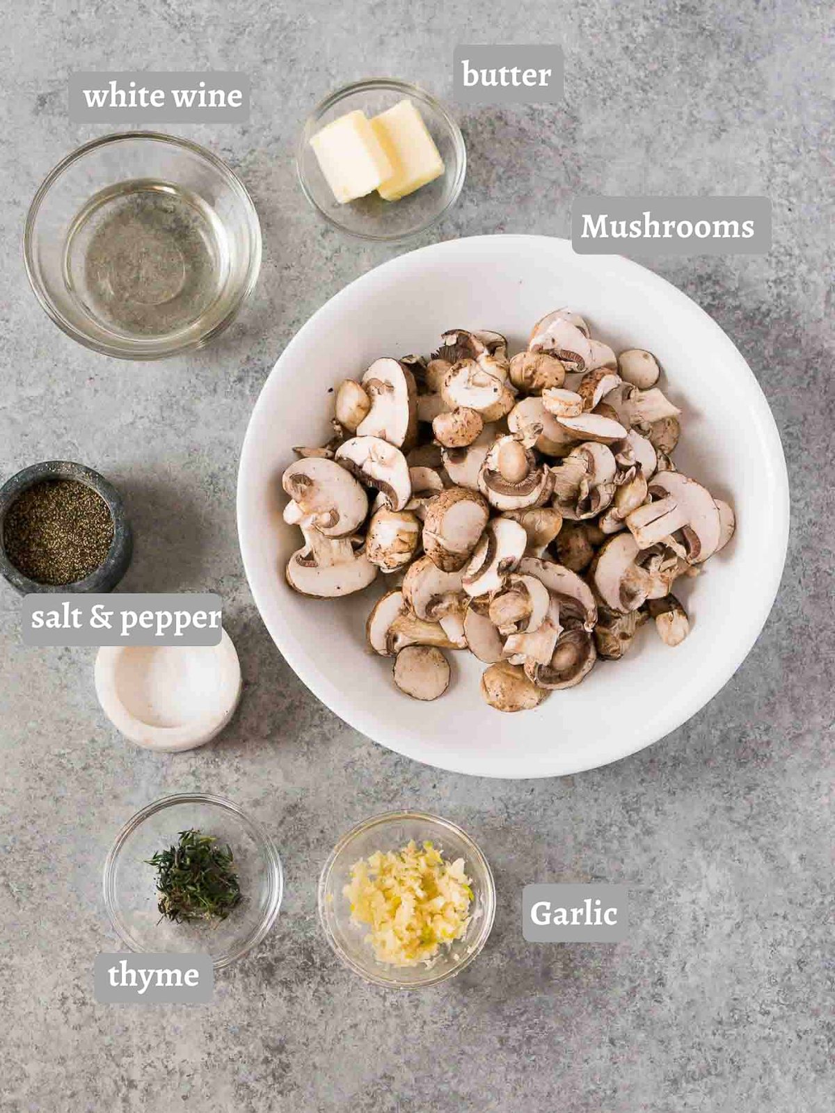 ingredients for sauteed mushrooms