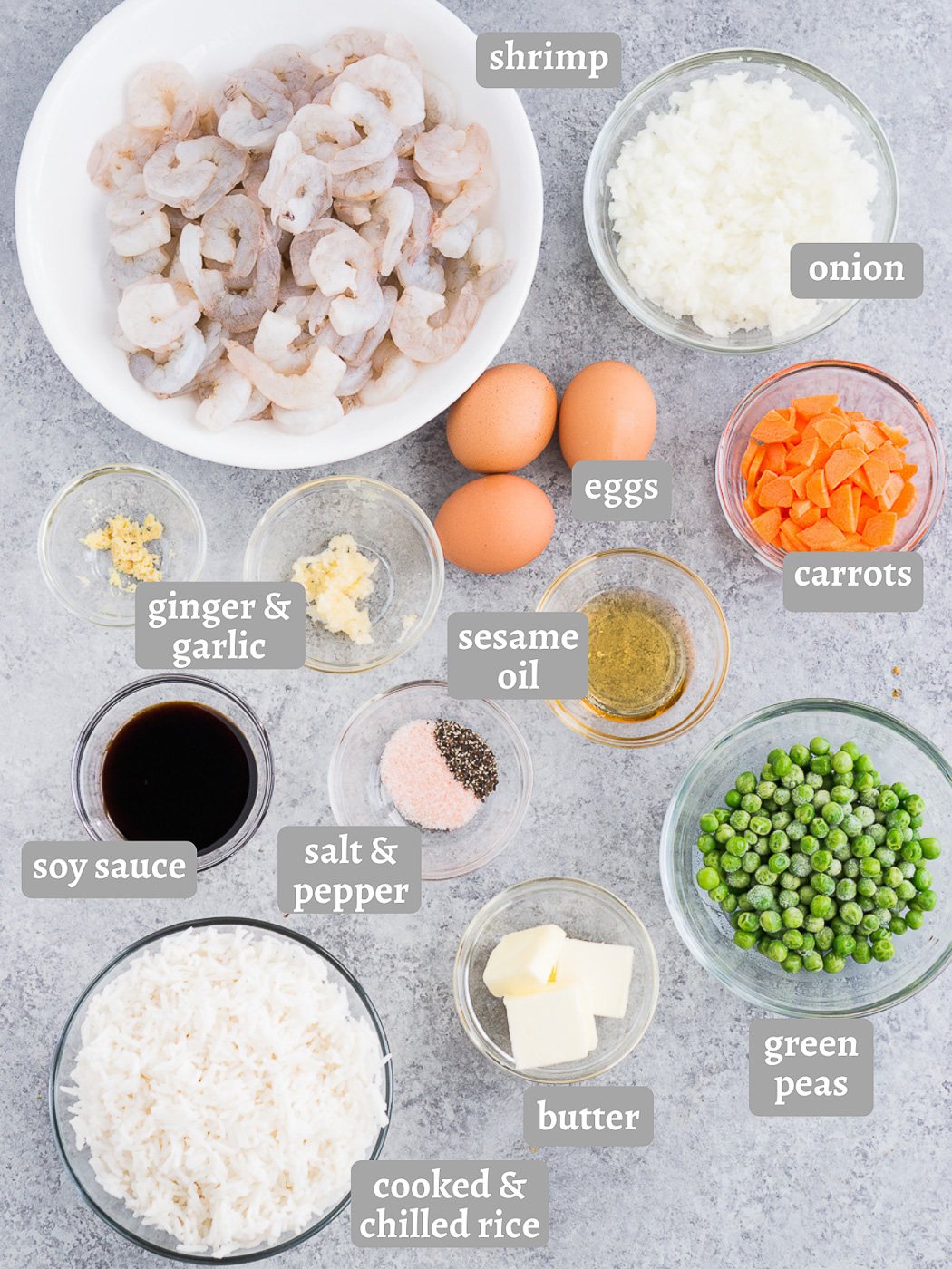 ingredients for shrimp fried rice