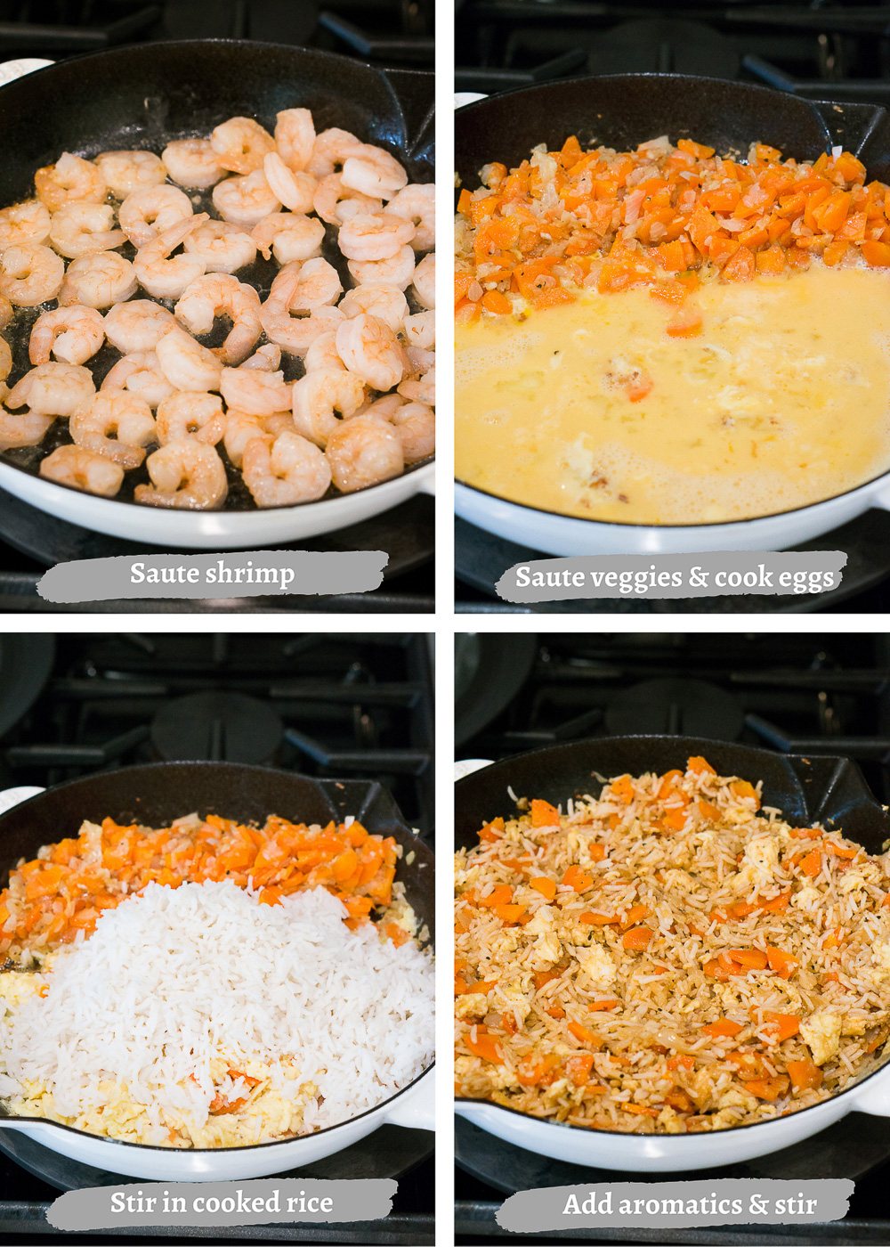 how to make shrimp fried rice - process shots