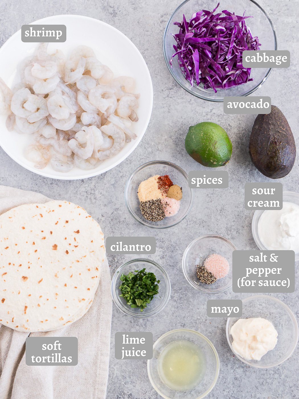ingredients for shrimp tacos