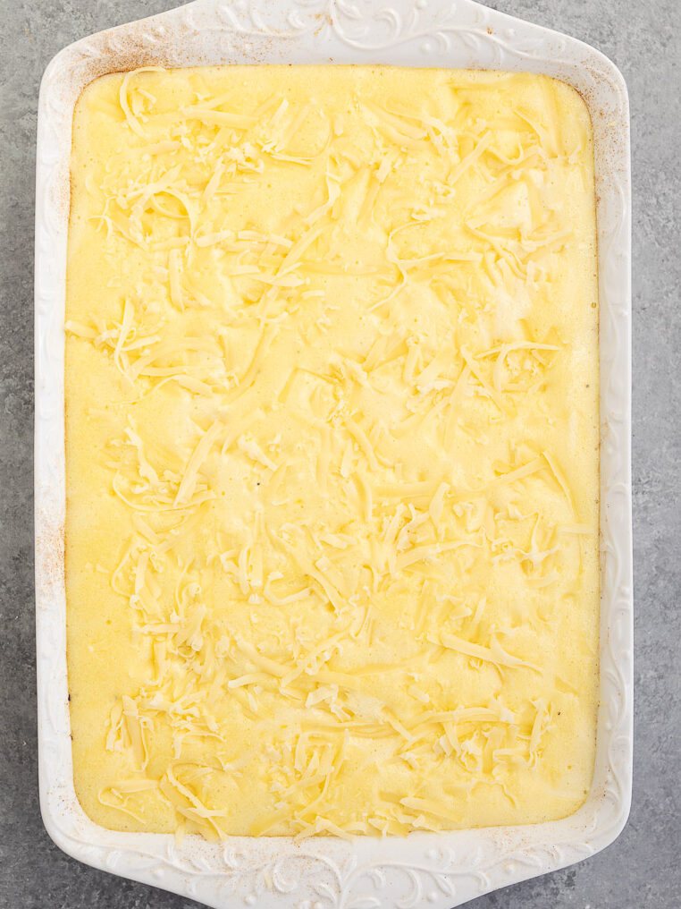 baking moussaka with topping