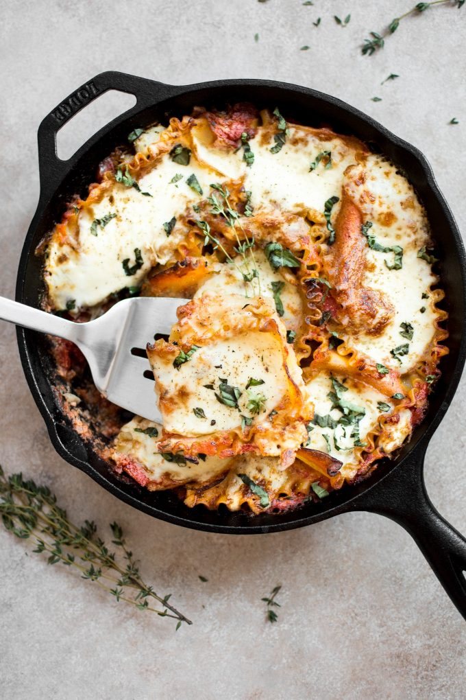 Healthy Caprese Skillet Lasagna