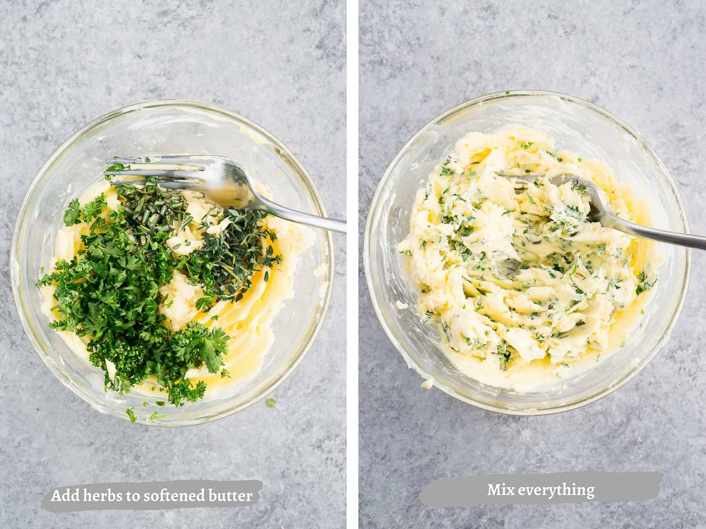 process images of making herb butter