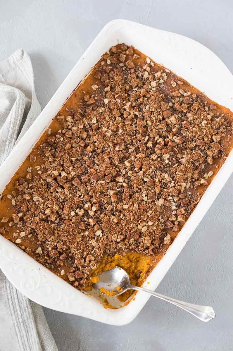 Sweet Potato Casserole with Pecan Topping