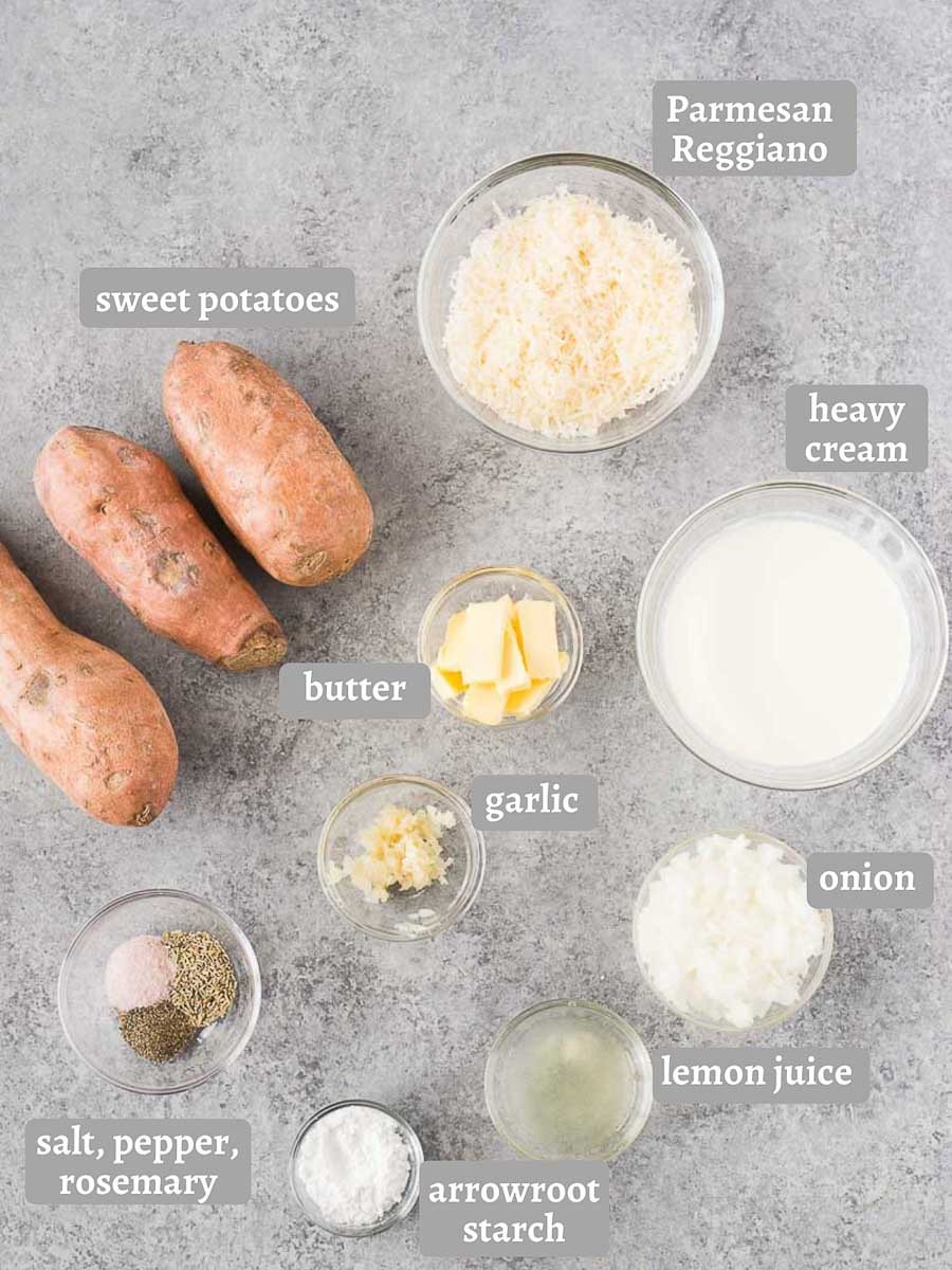 ingredients for sweet potato au gratin