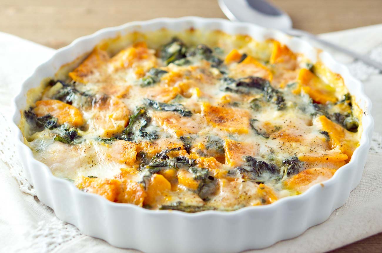 Sweet Potato and Kale Gratin