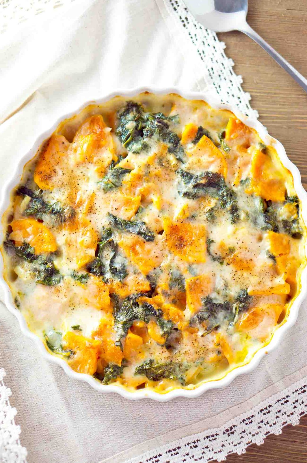 sweet potato and kale gratin
