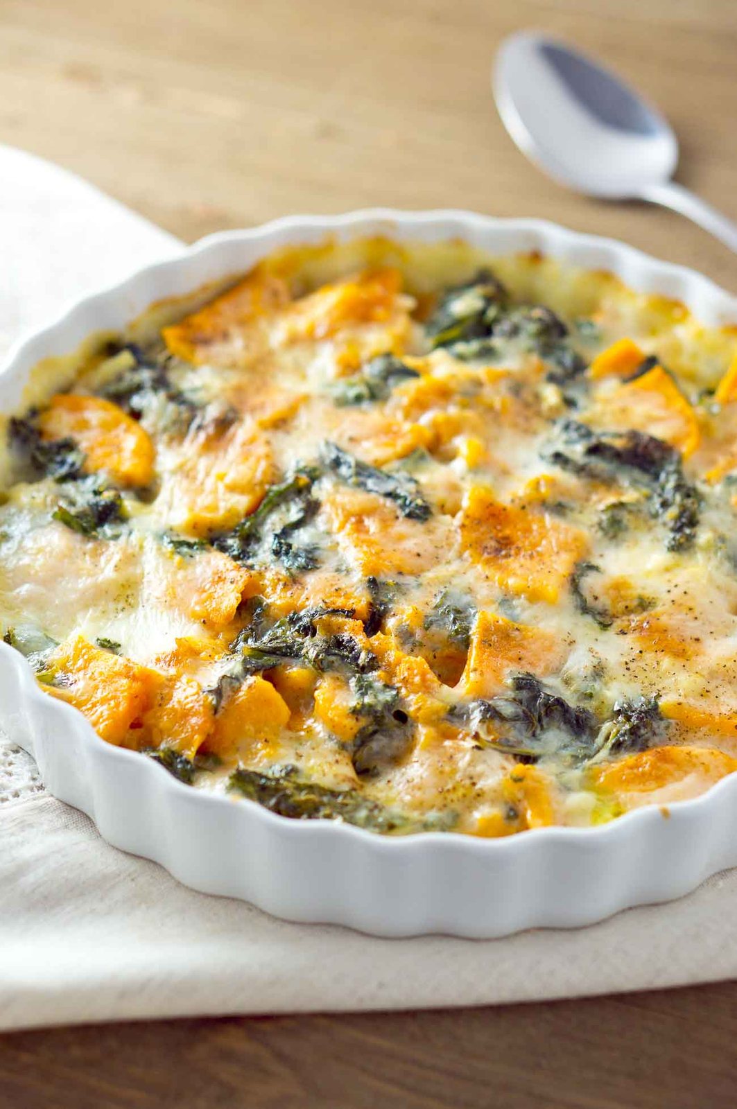 sweet potato and kale gratin