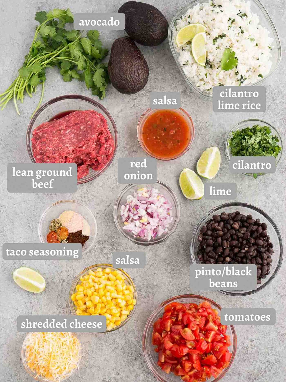 taco bowl ingredients