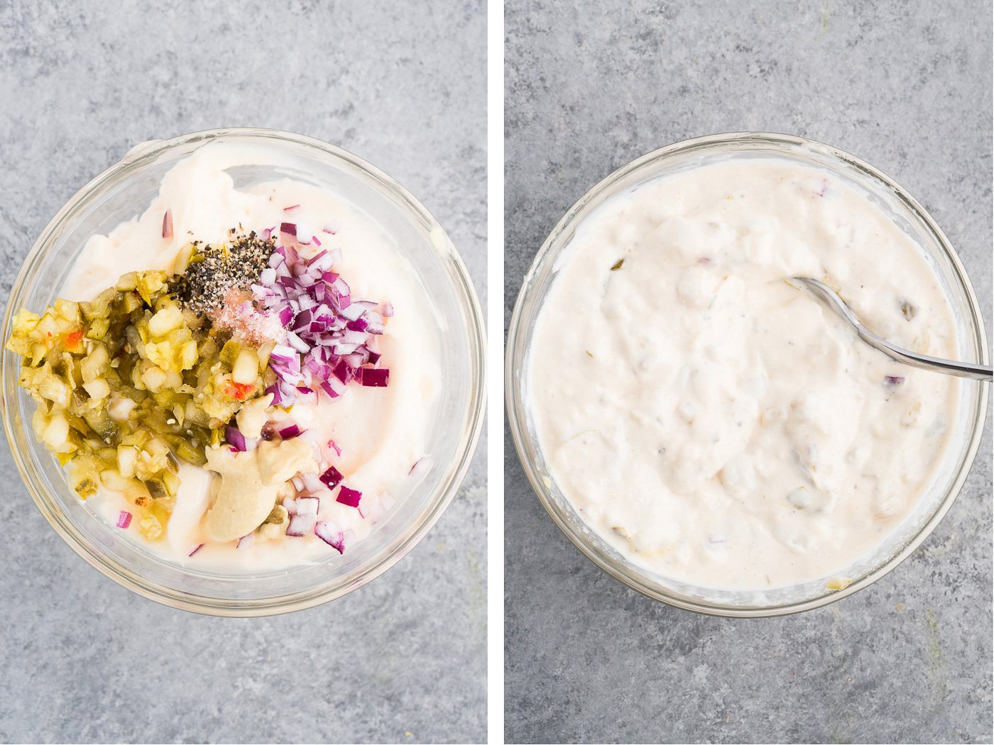 shots of making tartar sauce