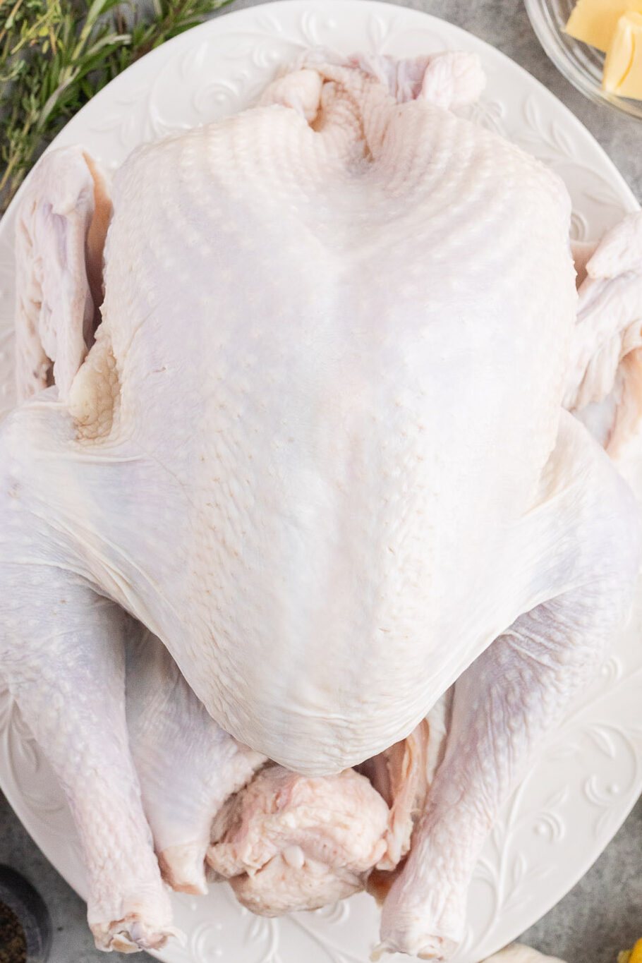 turkey and lemon, onion, garlic, butter and fresh herbs