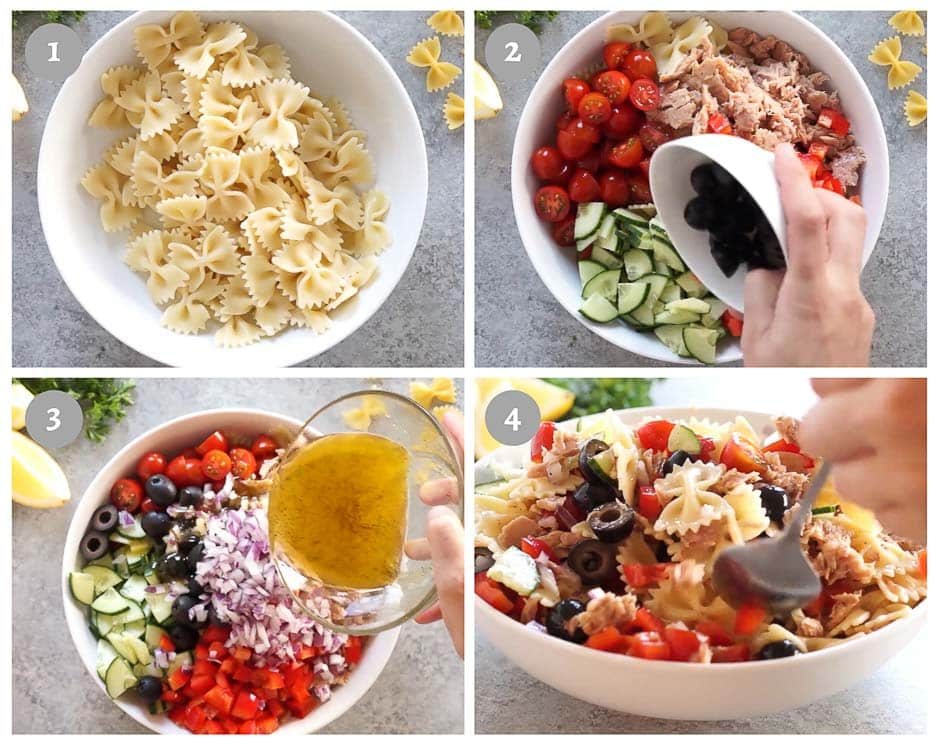 tuna pasta salad - process shots