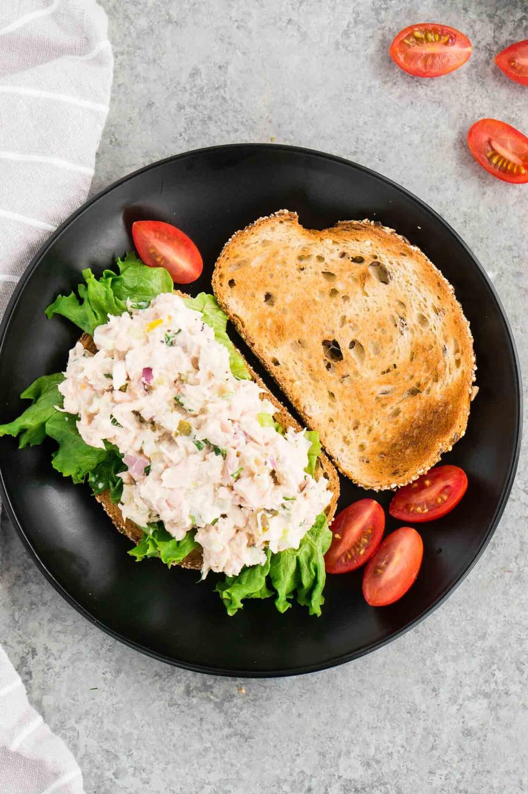 open face sandwich with tuna spread