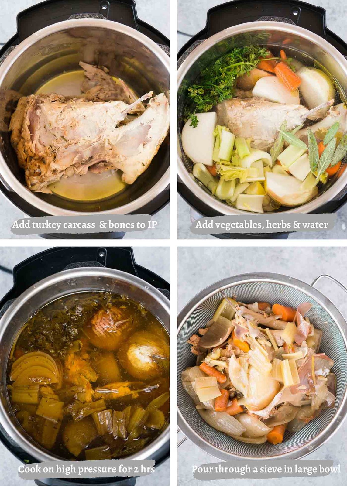 process images of making turkey stock