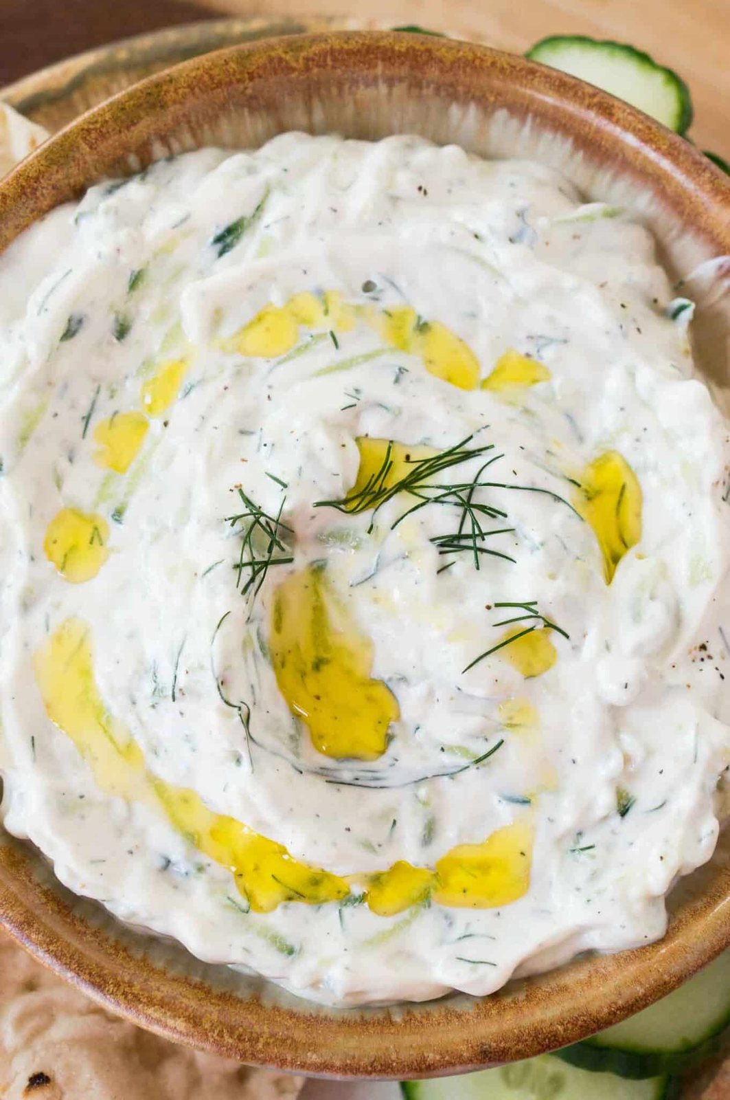 close up image of tzatziki