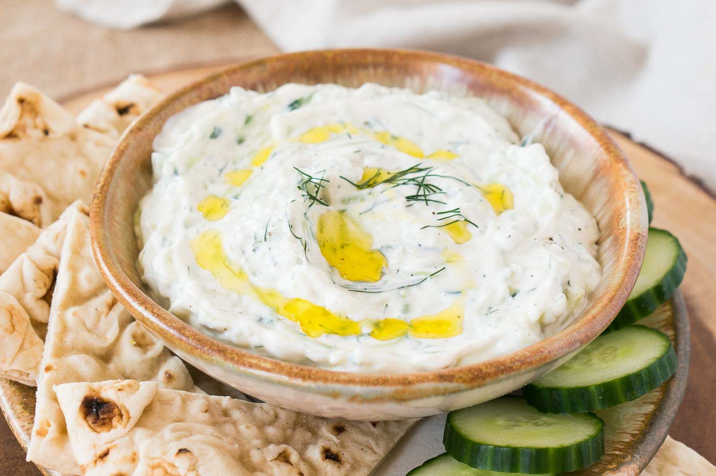 tzatziki dip in a bowl